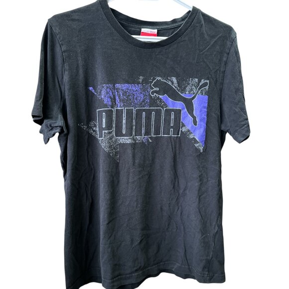 Puma Black Shirt - Purple Logo - Size M - Picture 1 of 1